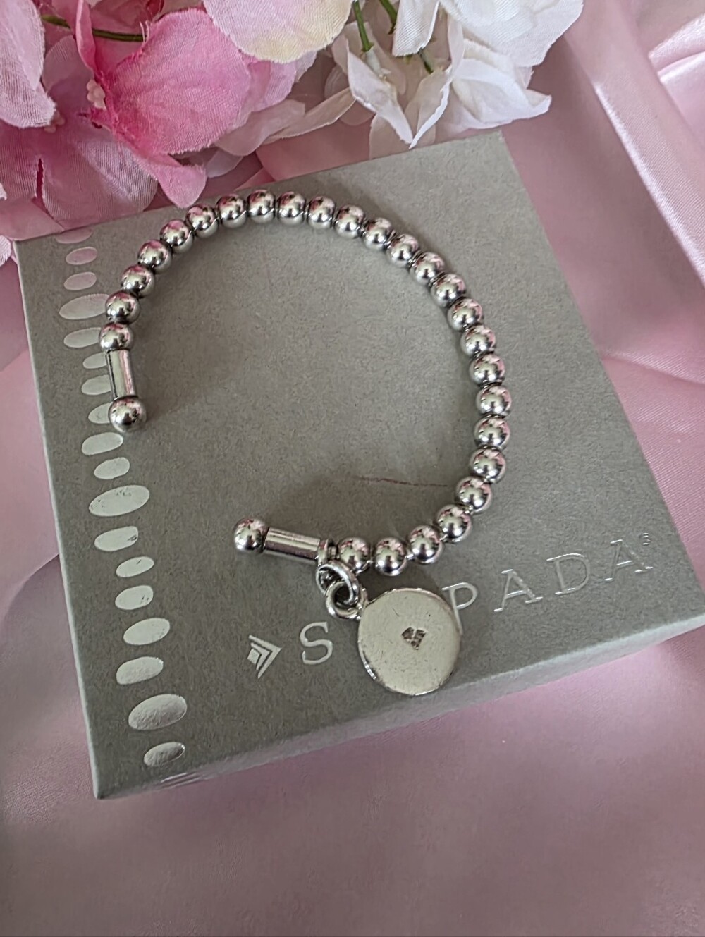 Silpada Sterling Silver Flexible Ball Beaded Disc Charm Cuff Bracelet B0744 - Picture 5 of 6